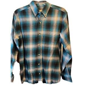 Hobbs Creek Men’s Small Blue Plaid Long Sleeve Button Down Cotton Flannel Shirt